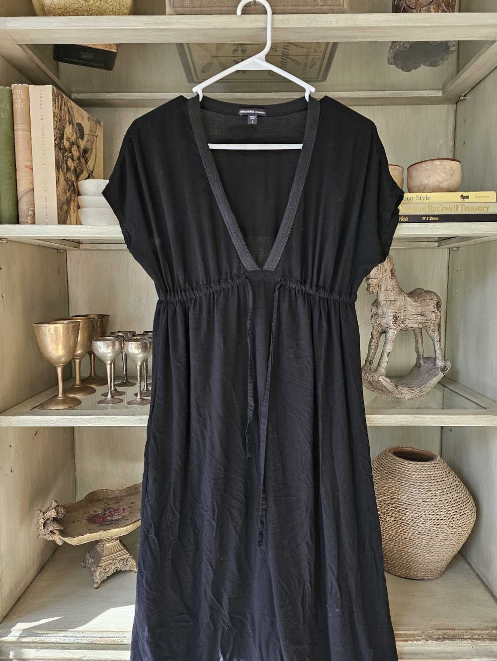 James Perse Black Midi Dress